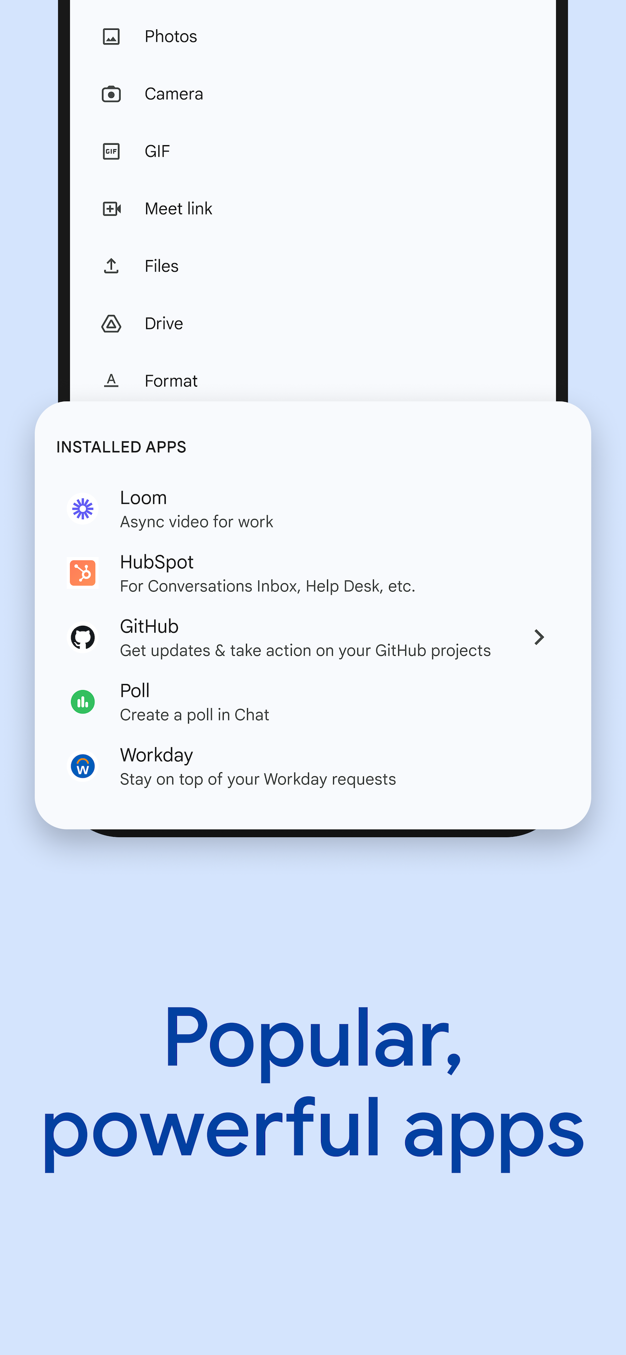 Google Chat App Store 宣传页