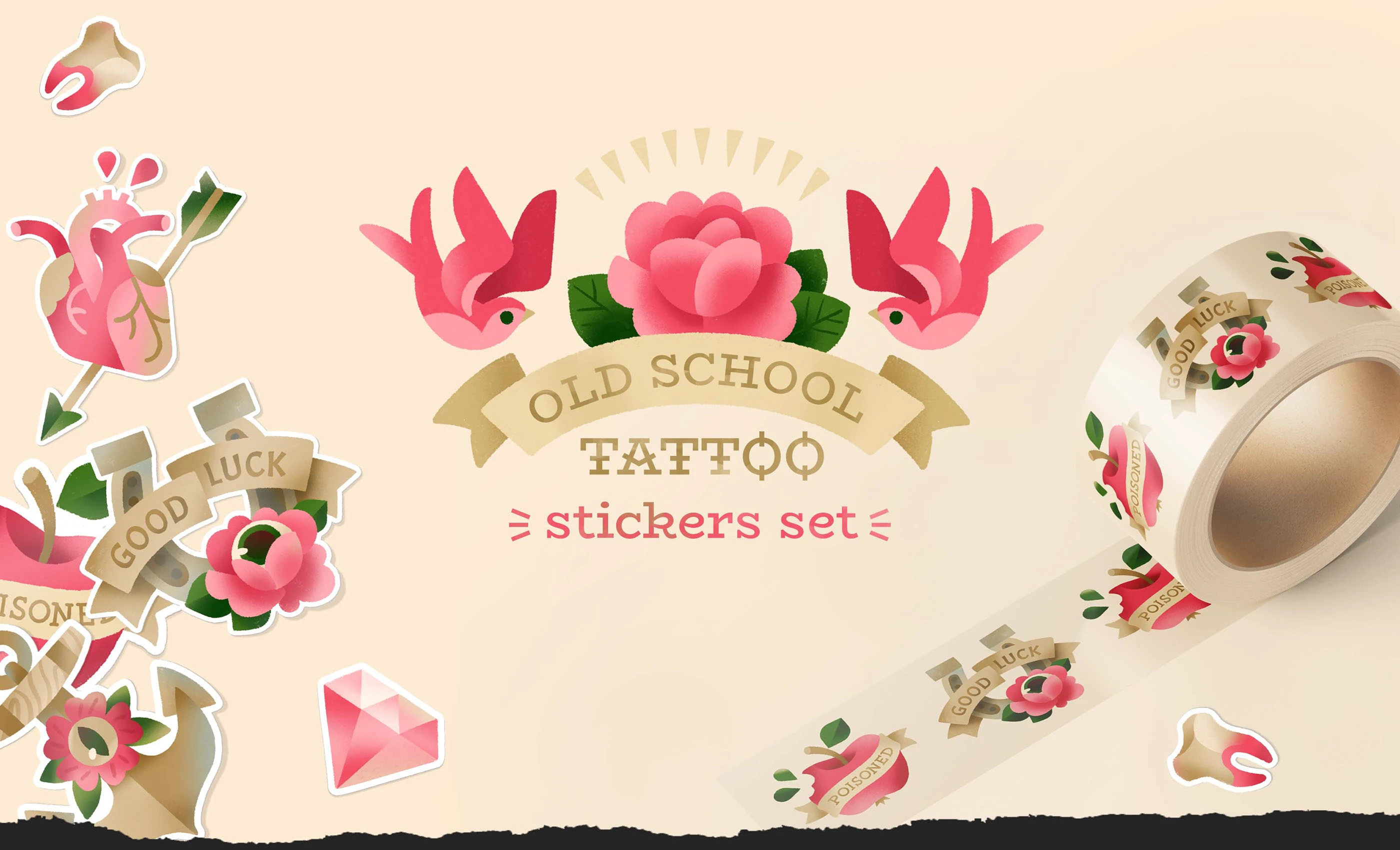Old school tattoo stickers set :: Behance 1