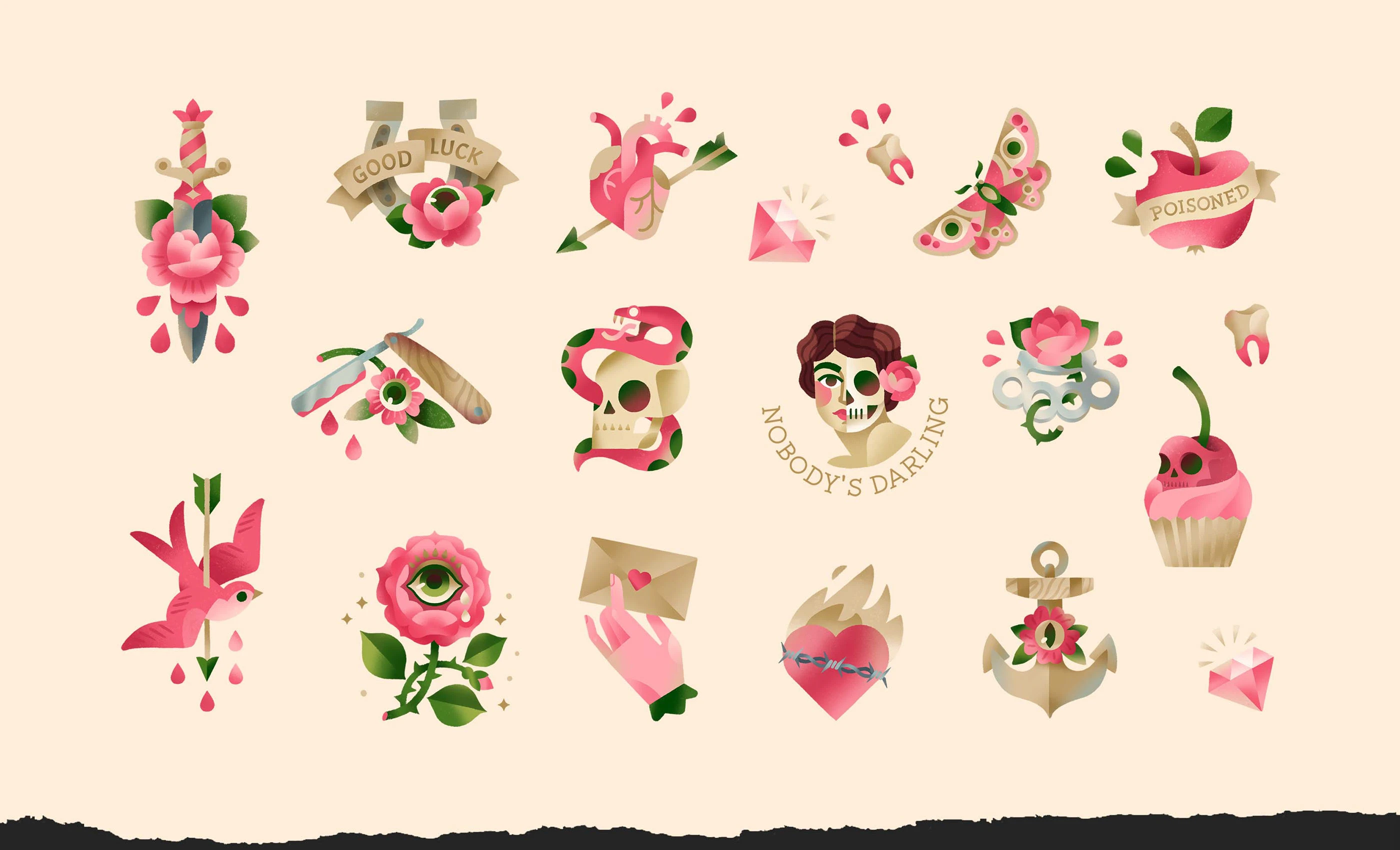 Old school tattoo stickers set :: Behance 5