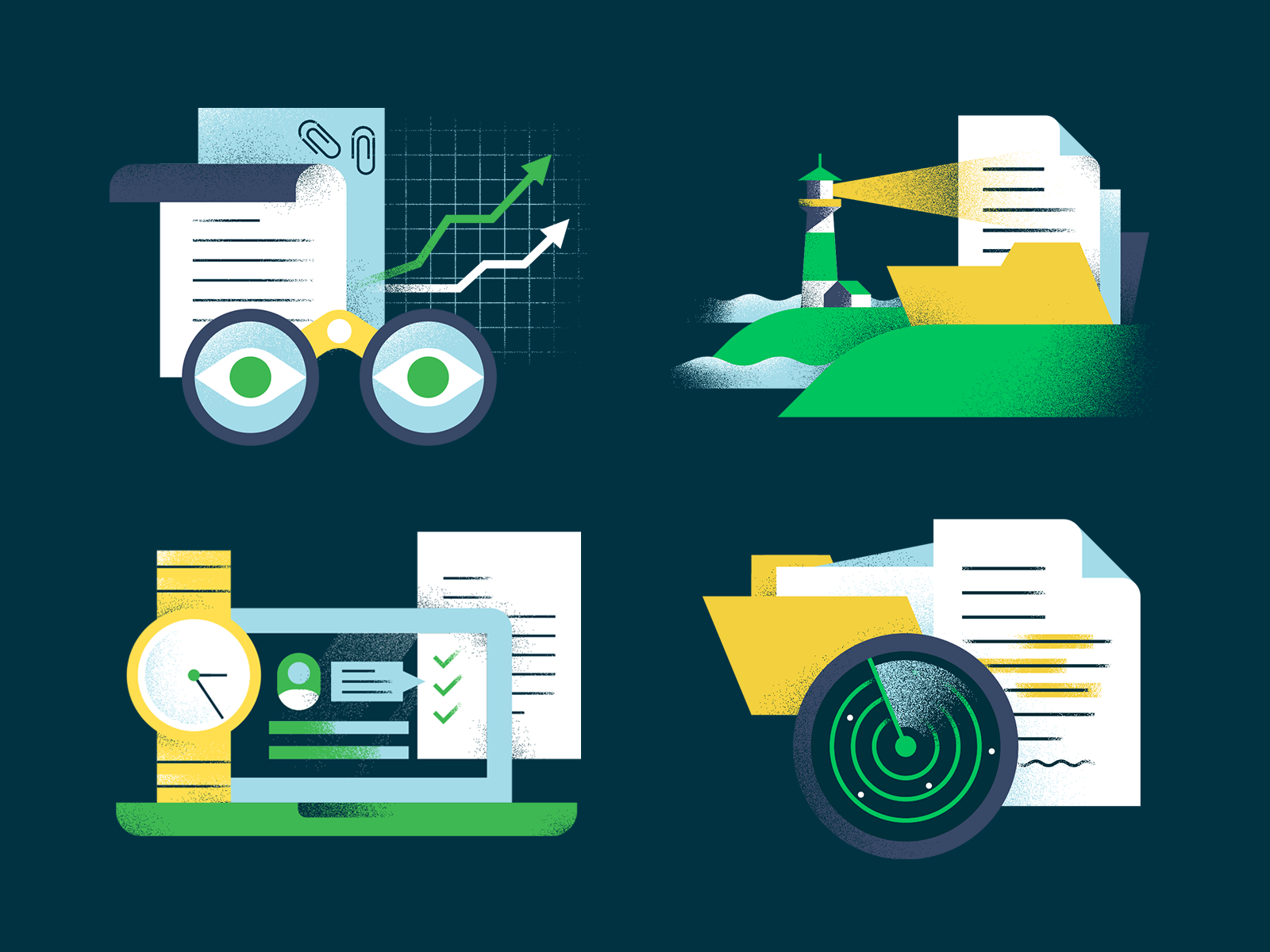 Spot Illustrations by Kevin Moran for Kira on Dribbble