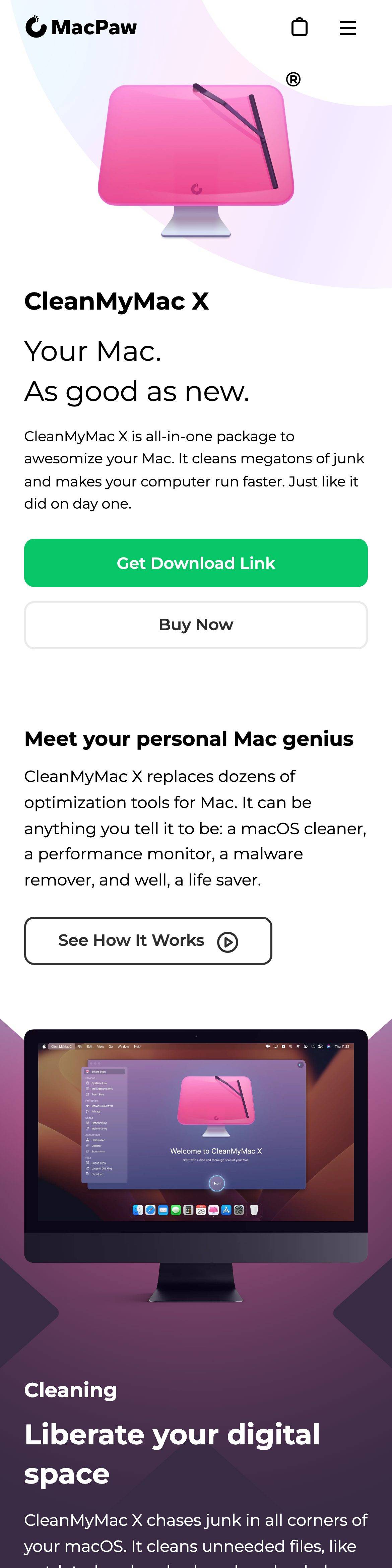 macpaw.com CleanMyMac X 产品页