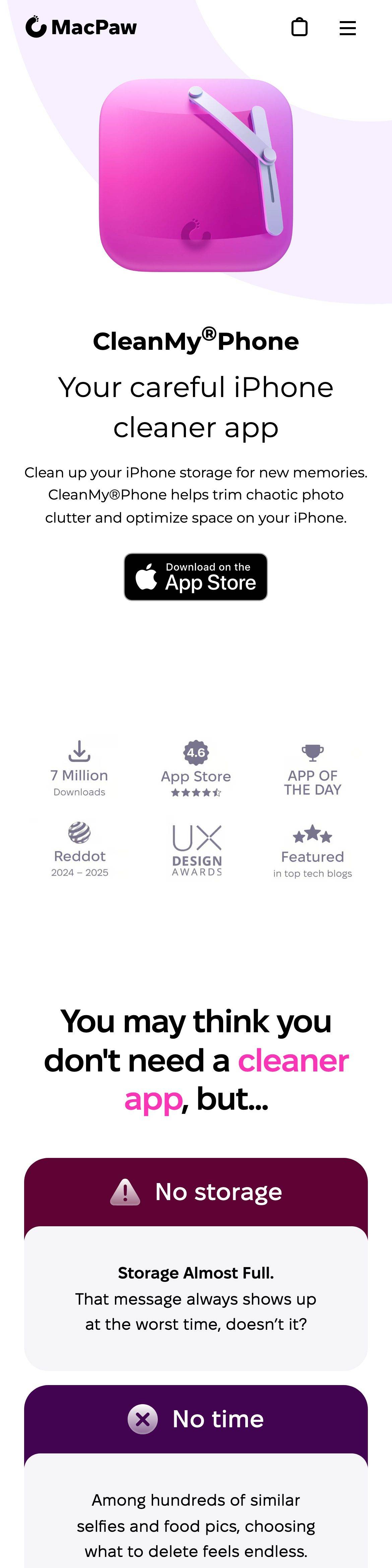 macpaw.com CleanMyPhone 产品页