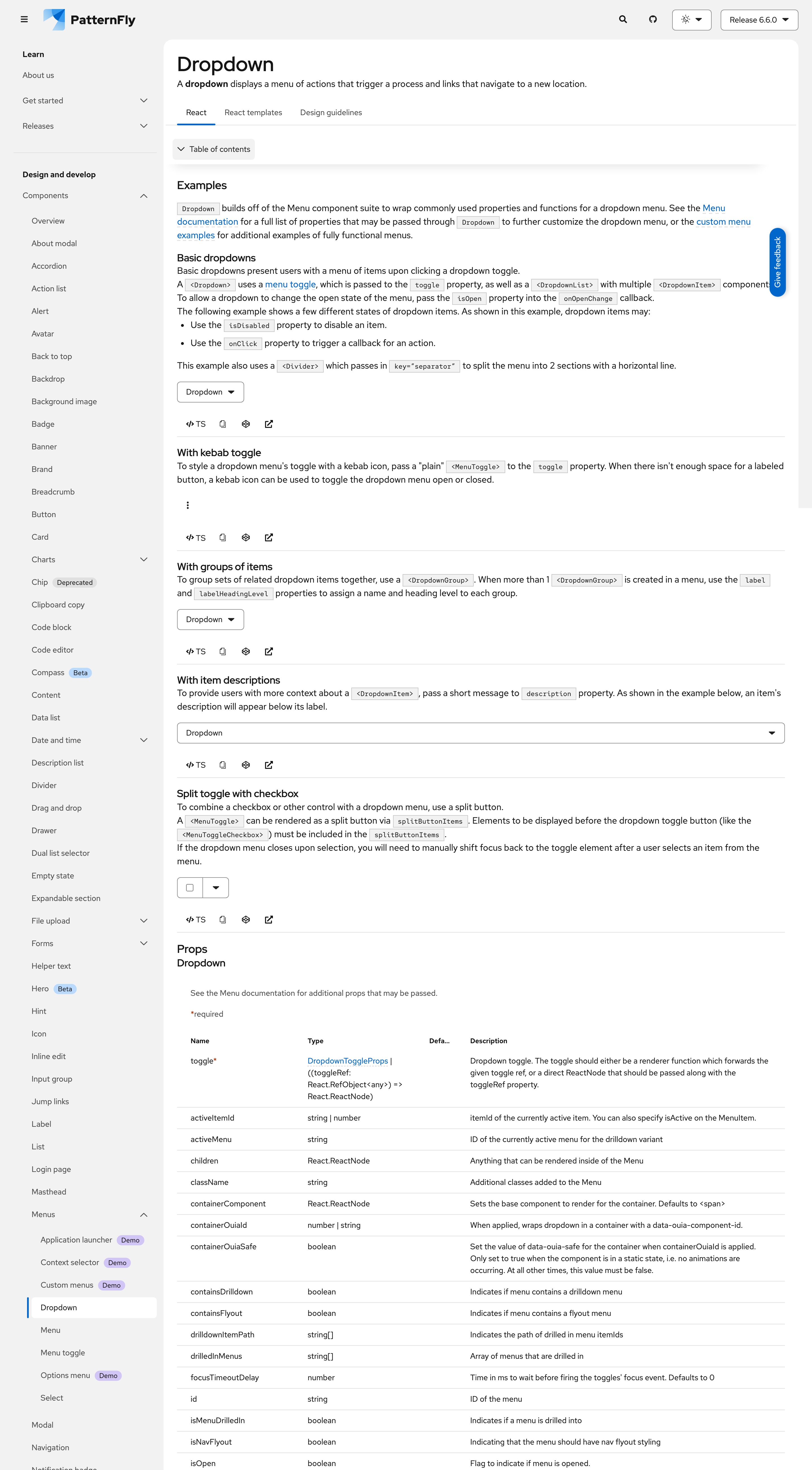 组件 API 文档，参数与 CSS 变量长表